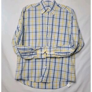 Bullock & Jones Button-Down Oxford Shirt Men's Medium Blue, Yellow & White